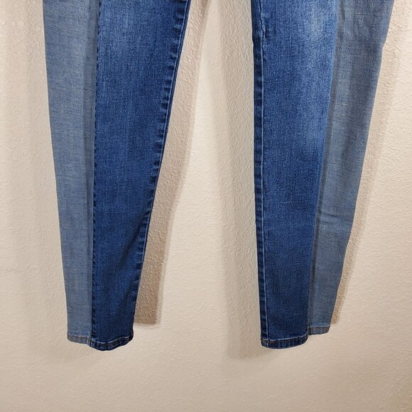 L&B Womens Boyfriend Jeans Size 4 Lucky & Blessed Two-Tone Patchwork Denim - Picture 9 of 12